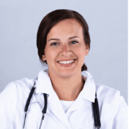 white female provider smiling