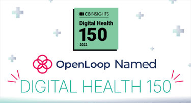 press release header graphic saying OpenLoop Named Digital Health 150 in green font