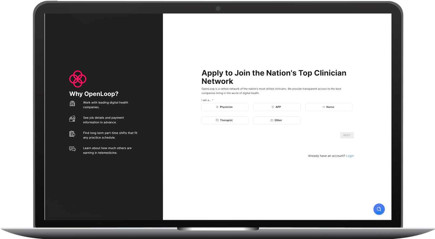 graphic of laptop displaying clinician app